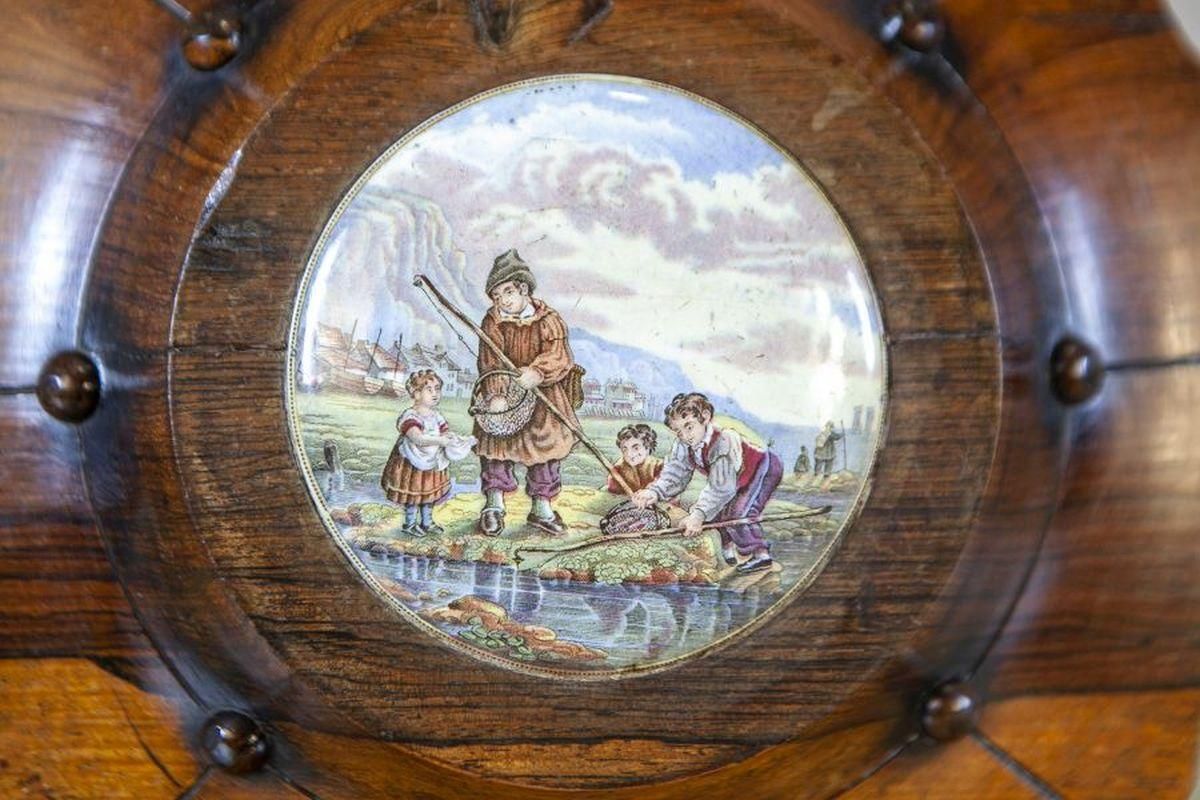 20th Century Wooden Wall Decoration With Porcelain Painting photo Art