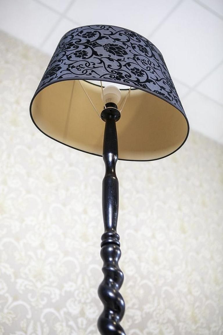 Floor Lamp From The Early 20th Century With Floral Fabric Shade photo furniture