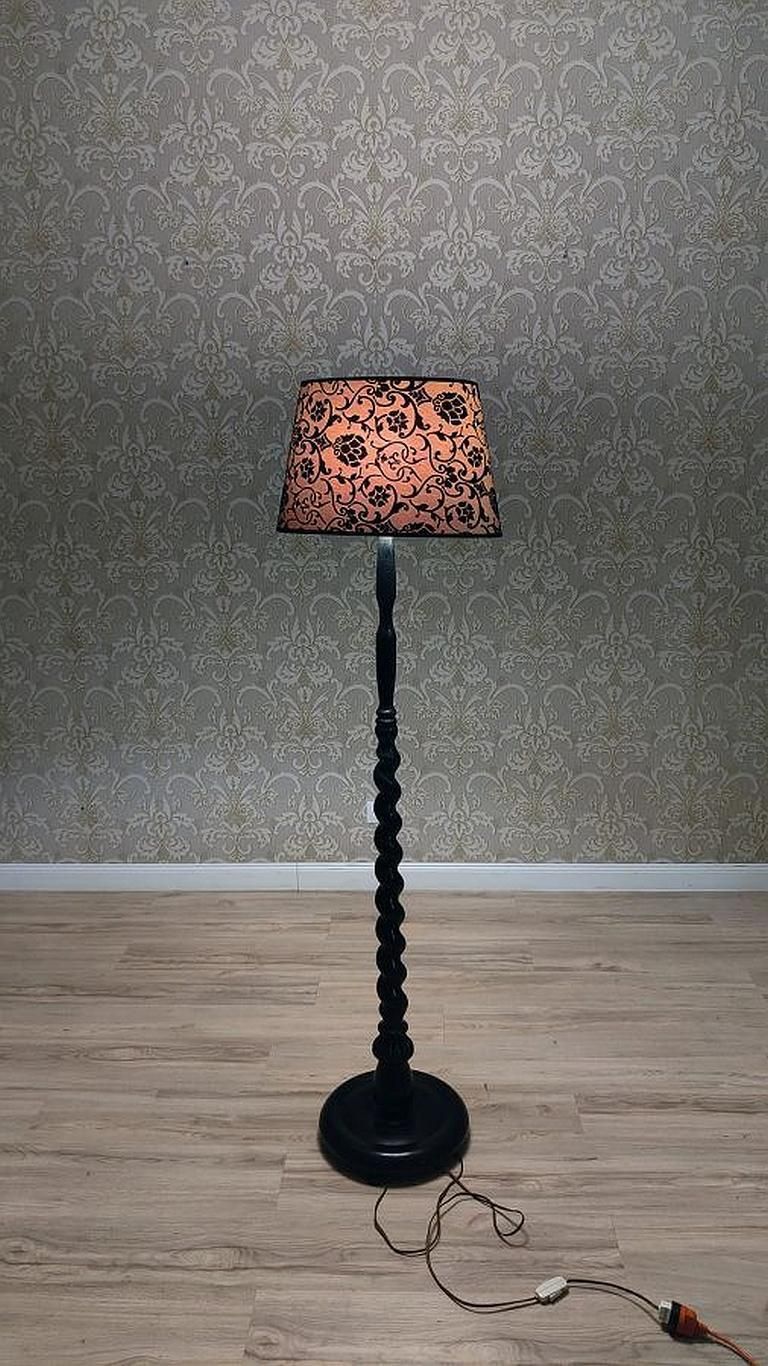 photo for sale Floor Lamp From The Early 20th Century With Floral Fabric Shade