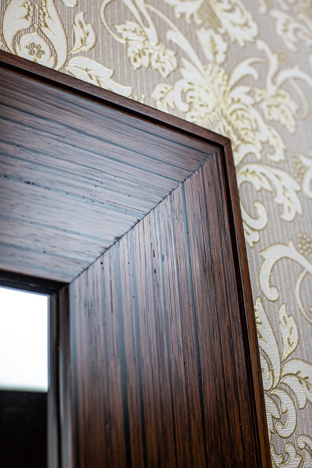 20th Century Mirror In Original Square Frame Of Exotic Wood photo vinterior