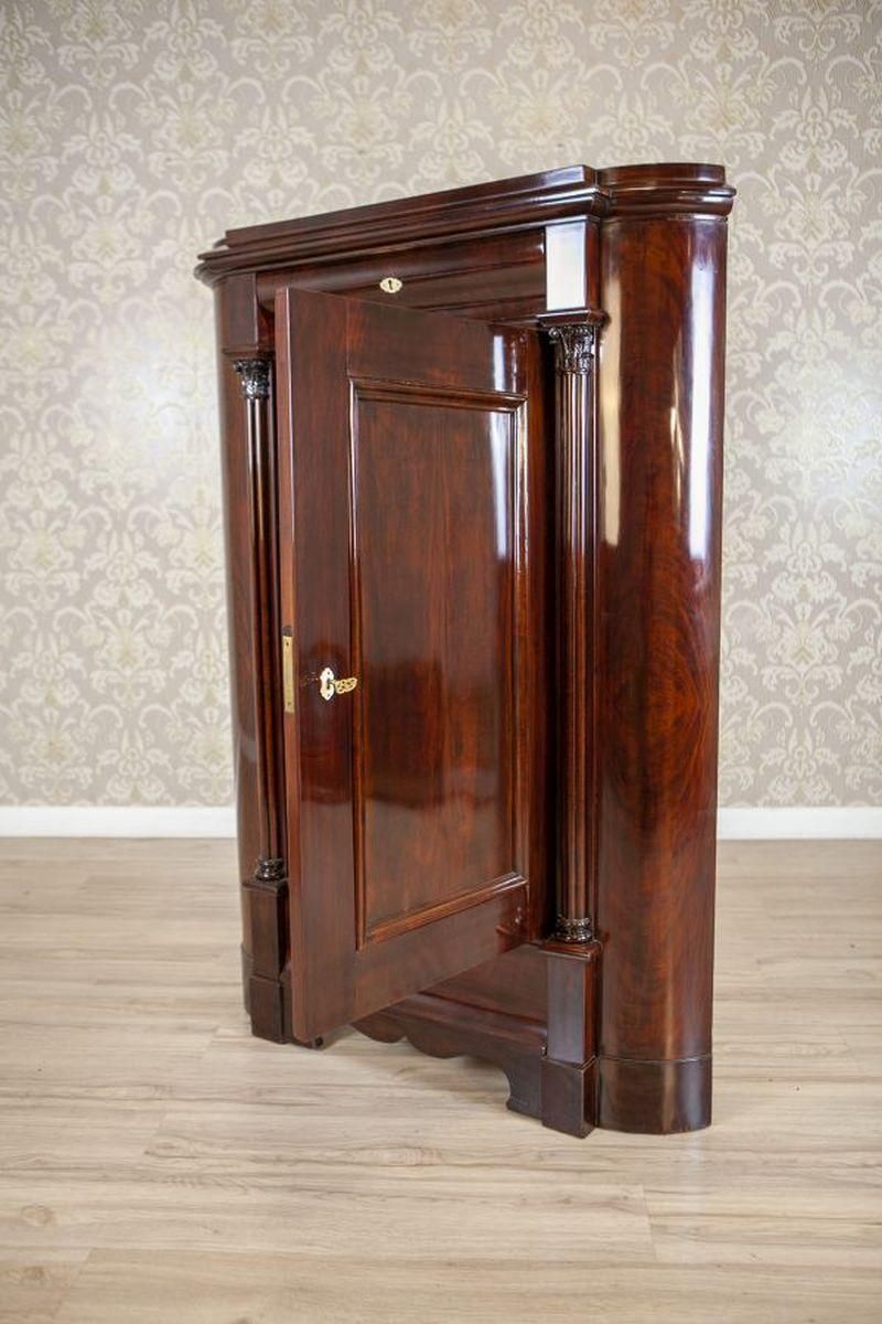 Biedermeier Mahogany Veneer Corner Cabinet, Circa 1870 photo for sale