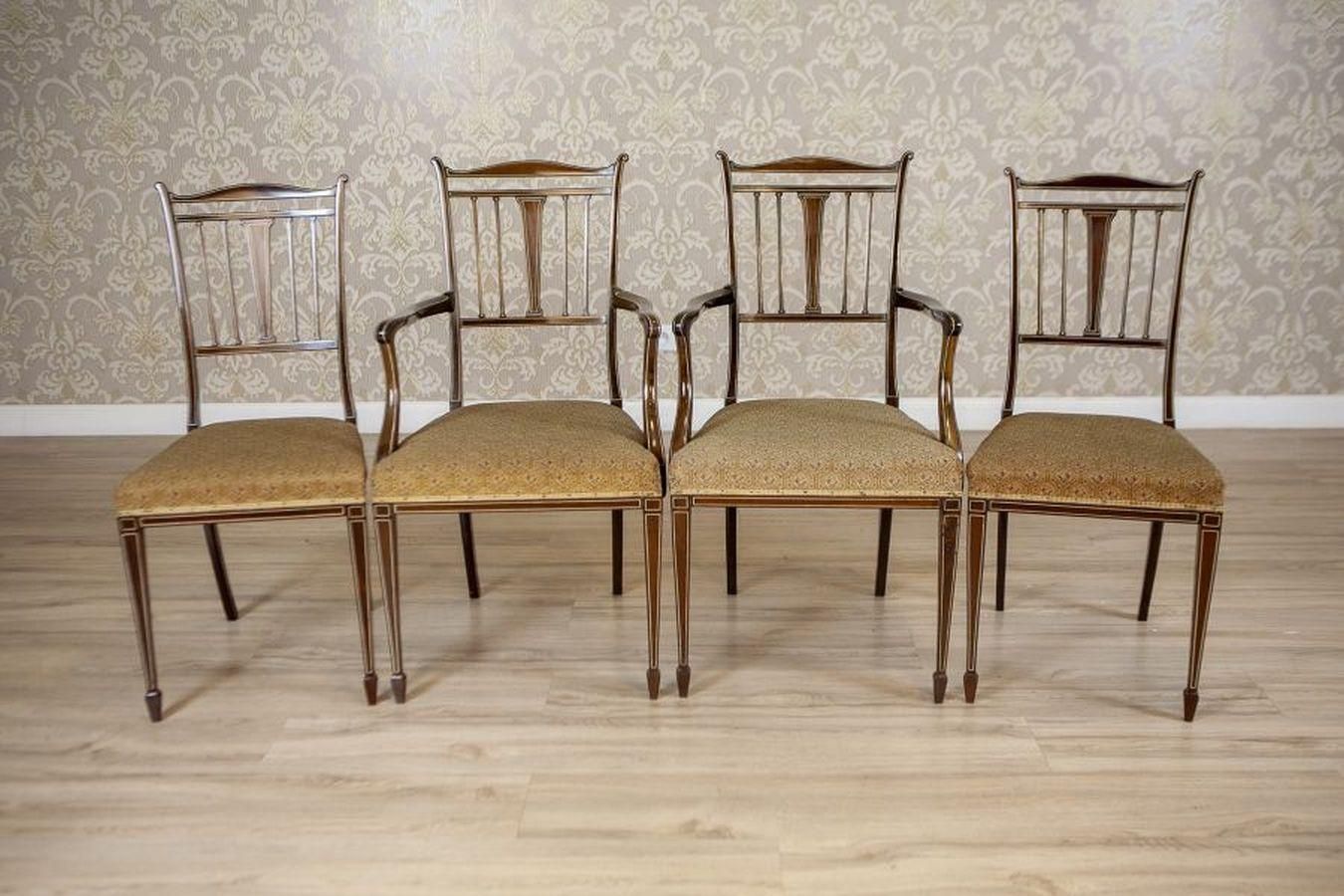 Set Of 4 English Armchairs And Chairs In The Sheraton Style, Late 19th Century photo furniture