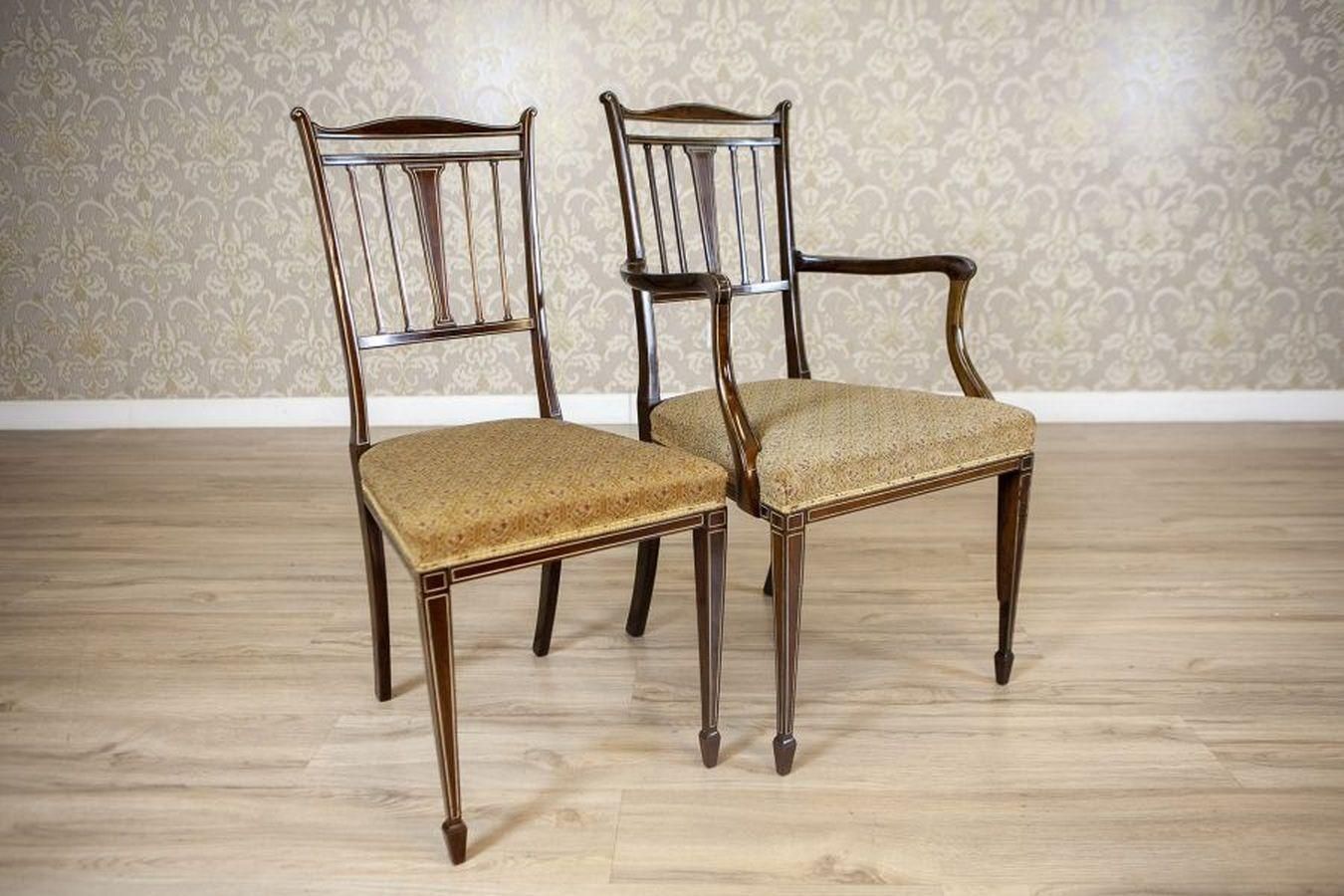 Set Of 4 English Armchairs And Chairs In The Sheraton Style, Late 19th Century photo Furniture