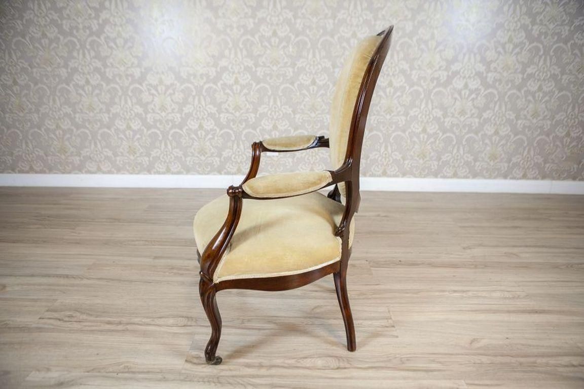 Pair Of Late 19th Century Walnut Armchairs In Beige Upholstery photo 1376.0