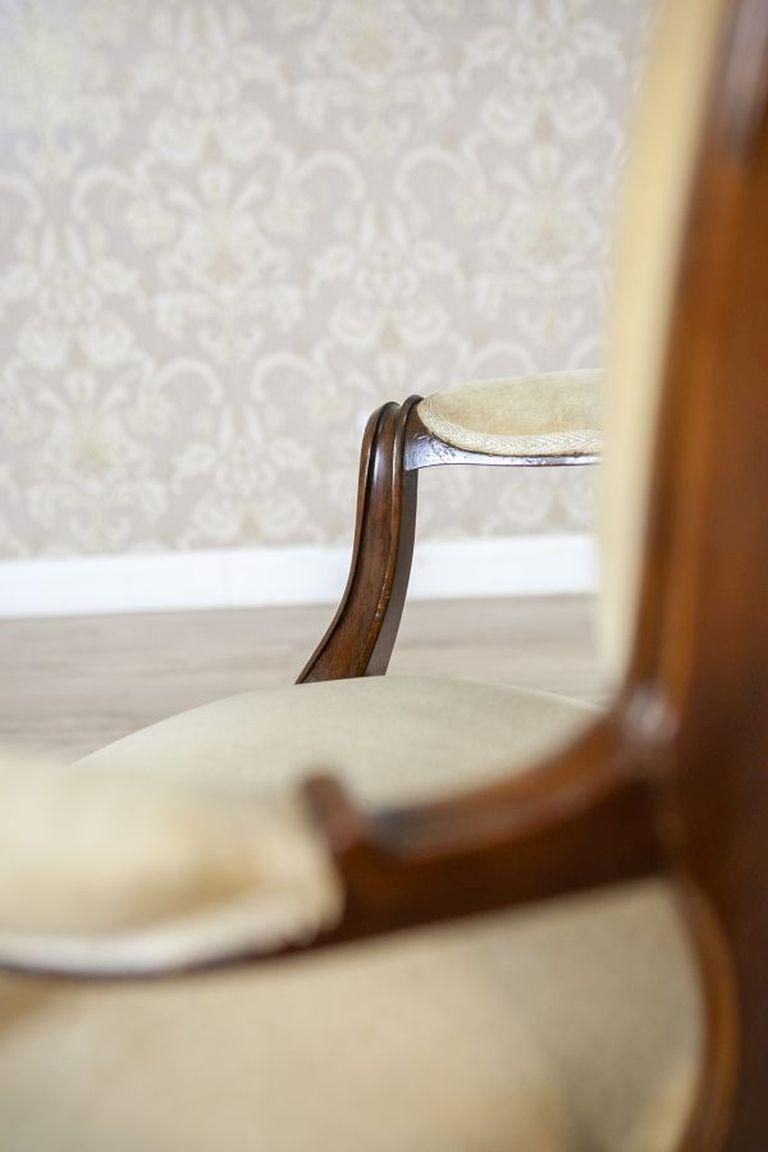 1376.0 Pair Of Late 19th Century Walnut Armchairs In Beige Upholstery photo
