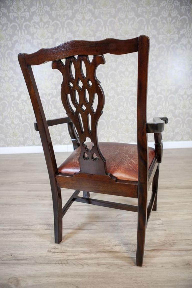 English Late 19th Century Four Walnut Chairs With Leather Upholstery photo 1307.0