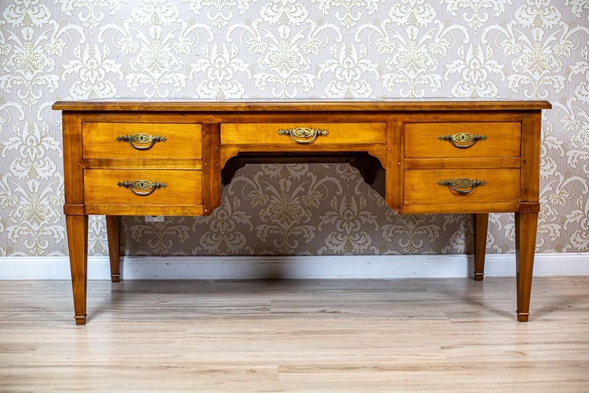 2493.0 20th Century Grand Ash Prewar Desk With Brass Fillings photo