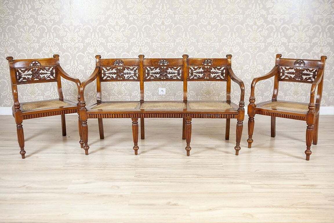 19th Century Rosewood Parlor Set With Carved Backrests