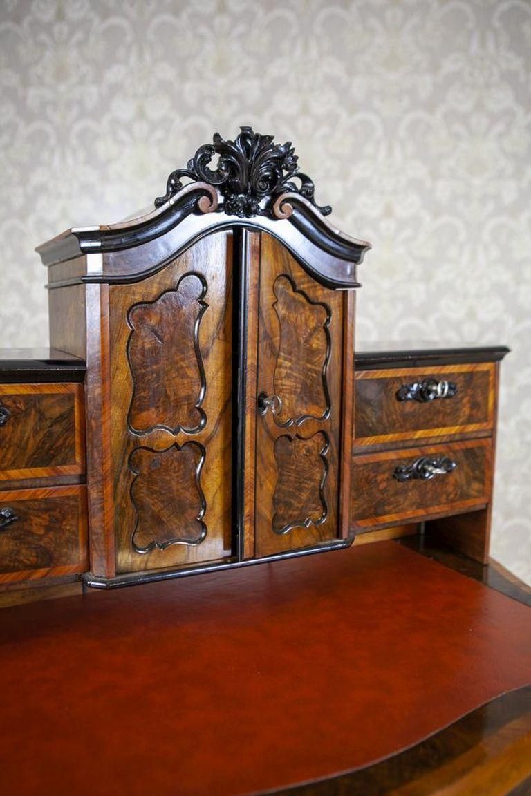 19th Century Louis Philippe Walnut Wood & Veneer Secretary Desk After Renovation photo vinterior