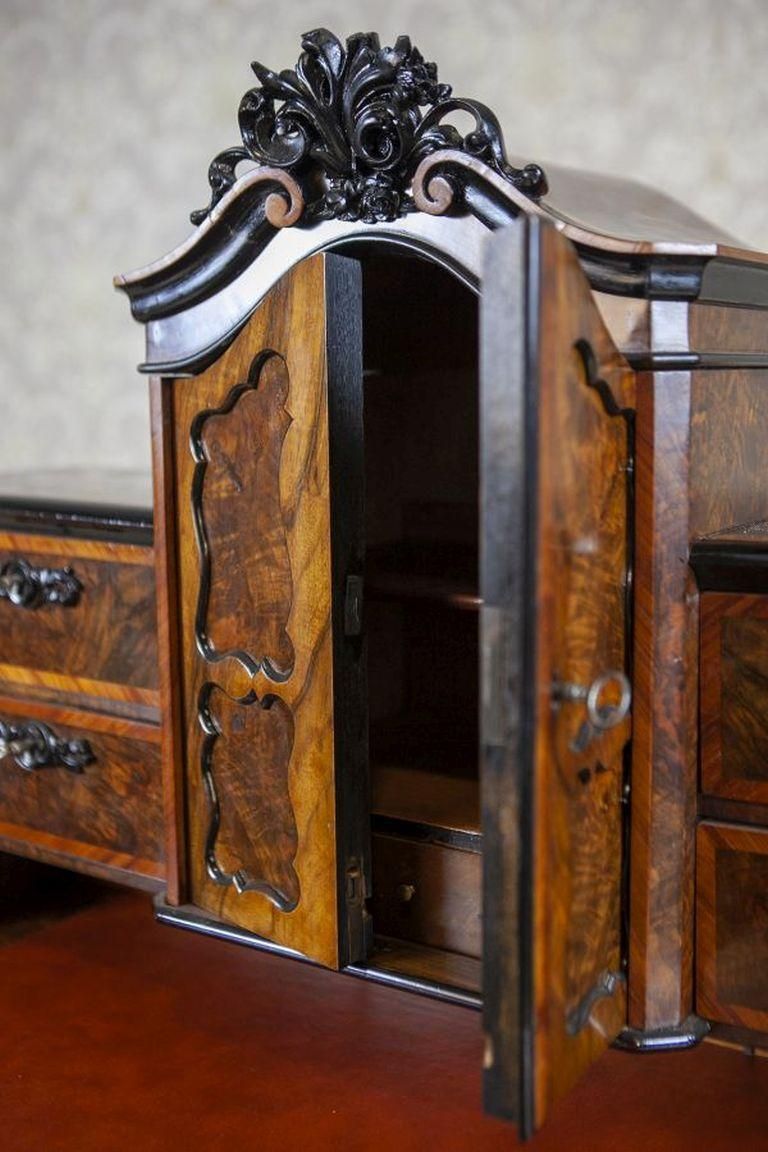 photo furniture 19th Century Louis Philippe Walnut Wood & Veneer Secretary Desk After Renovation