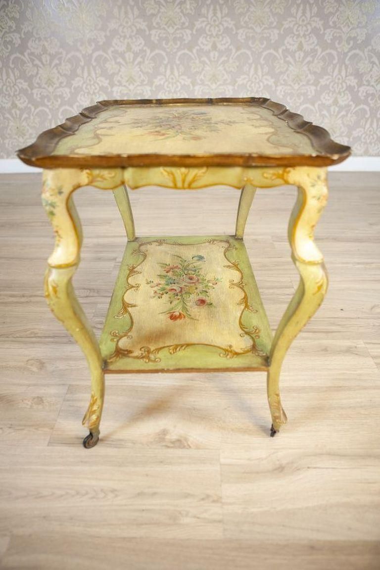Rococo Mahogany Tea Table From The Late 19th Century With Floral Paintings photo 1032.0