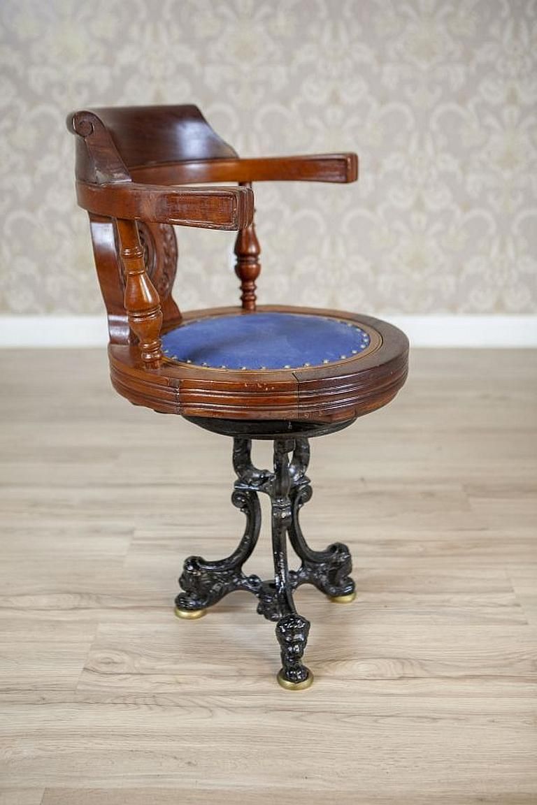 Captain Armchair Early 20th Century Wooden Desk Chair With Soft Seat photo vinterior