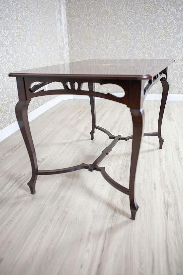 Art Nouveau Mahogany Center Table From The Early 20th Century With Floral Inlays photo Furniture