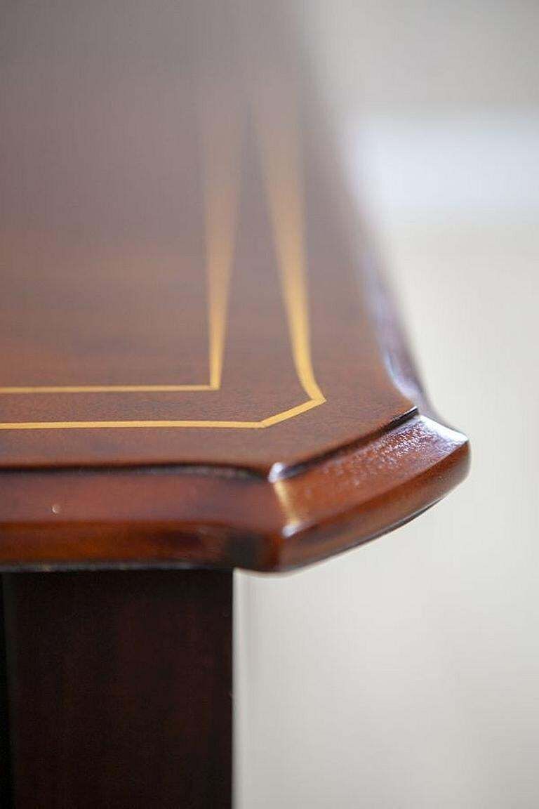 Furniture Art Nouveau Mahogany Center Table From The Early 20th Century With Floral Inlays photo