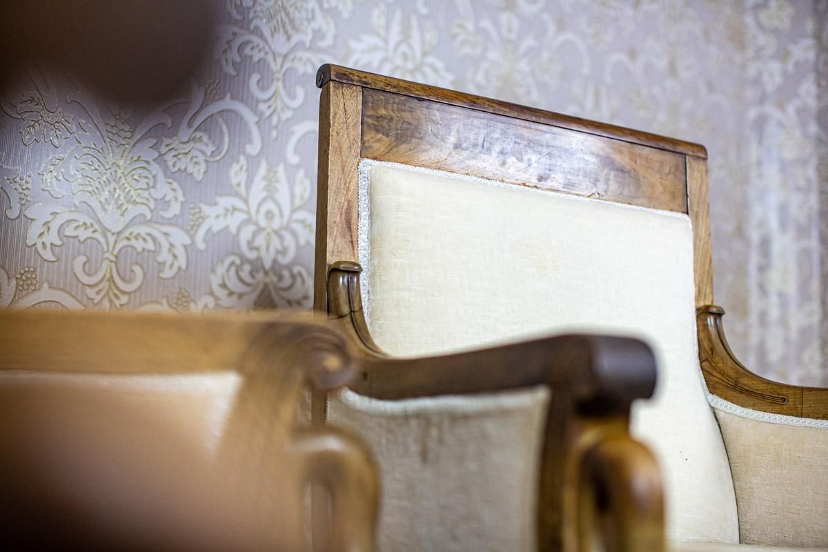 Two Mahogany Armchairs From The Early 20th Century In Light Upholstery photo Furniture