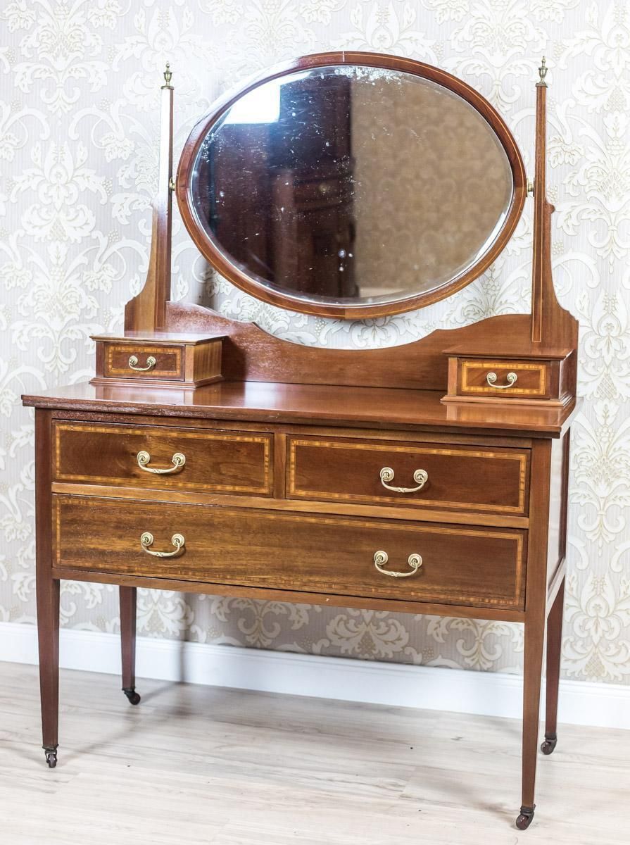 19th Century English Softwood & Mahogany Veneer Vanity Table, Signed Maple & Co. photo for sale