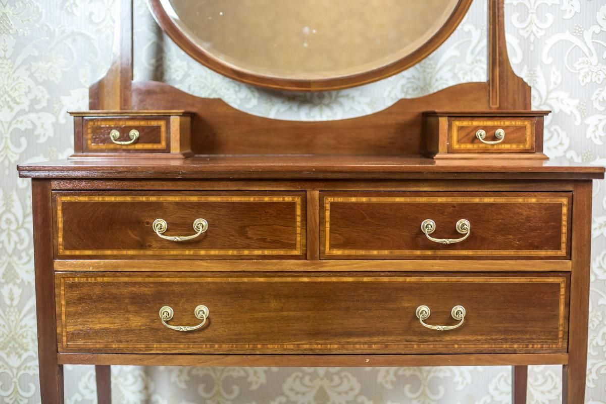 photo for sale 19th Century English Softwood & Mahogany Veneer Vanity Table, Signed Maple & Co.