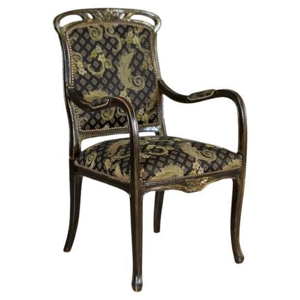 Decorative Art Nouveau Oak Armchair From The 20th Century