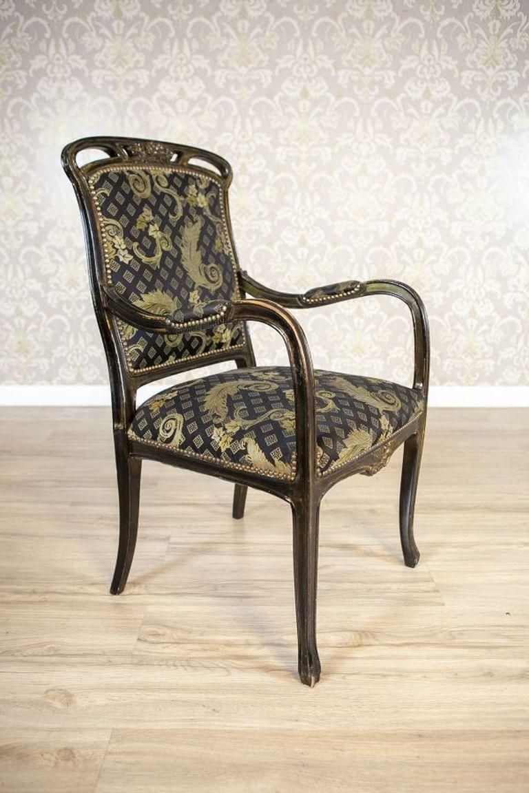 Decorative Art Nouveau Oak Armchair From The 20th Century photo for sale