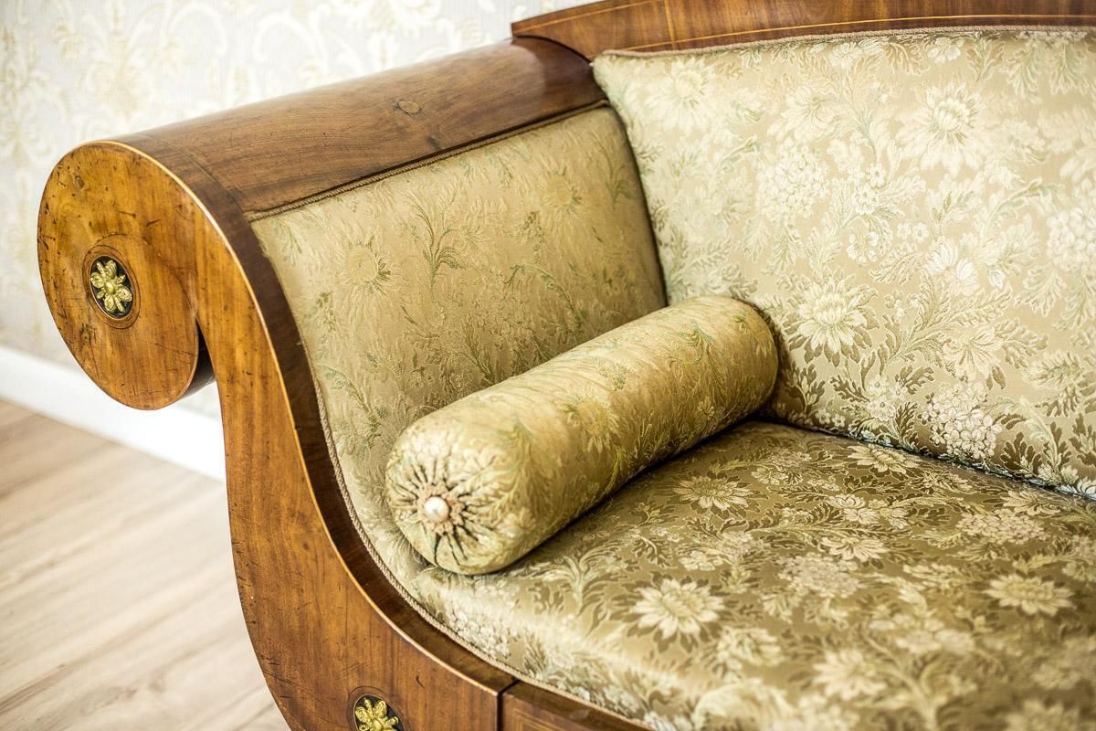 Antique Large  Biedermeier Sofa In Green With Brass Details, Circa 1860 photo Furniture
