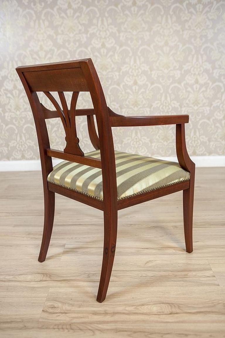 Two Armchairs Circa The 1980s/1990s Of Classicizing Forms In Striped Upholstery photo vinterior