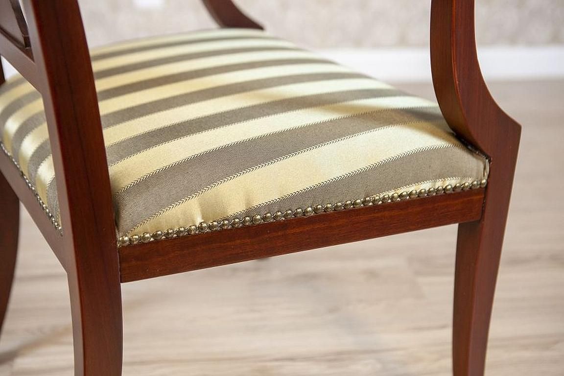 photo furniture Two Armchairs Circa The 1980s/1990s Of Classicizing Forms In Striped Upholstery