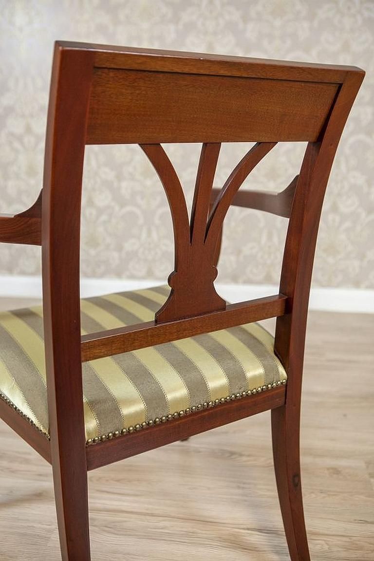 photo for sale Two Armchairs Circa The 1980s/1990s Of Classicizing Forms In Striped Upholstery