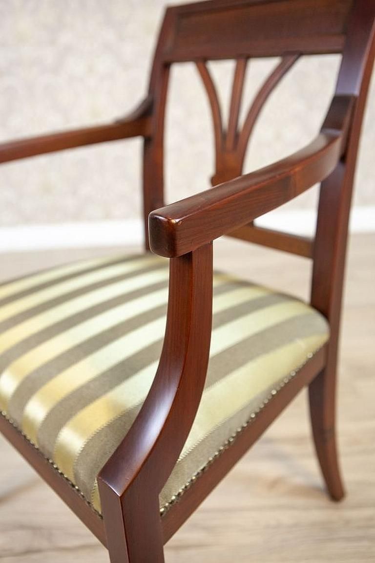 Furniture Two Armchairs Circa The 1980s/1990s Of Classicizing Forms In Striped Upholstery photo