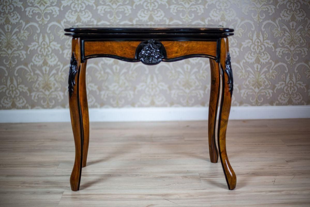 Louis Philippe Walnut Wood & Veneer Card Table From The 19th Century photo for sale