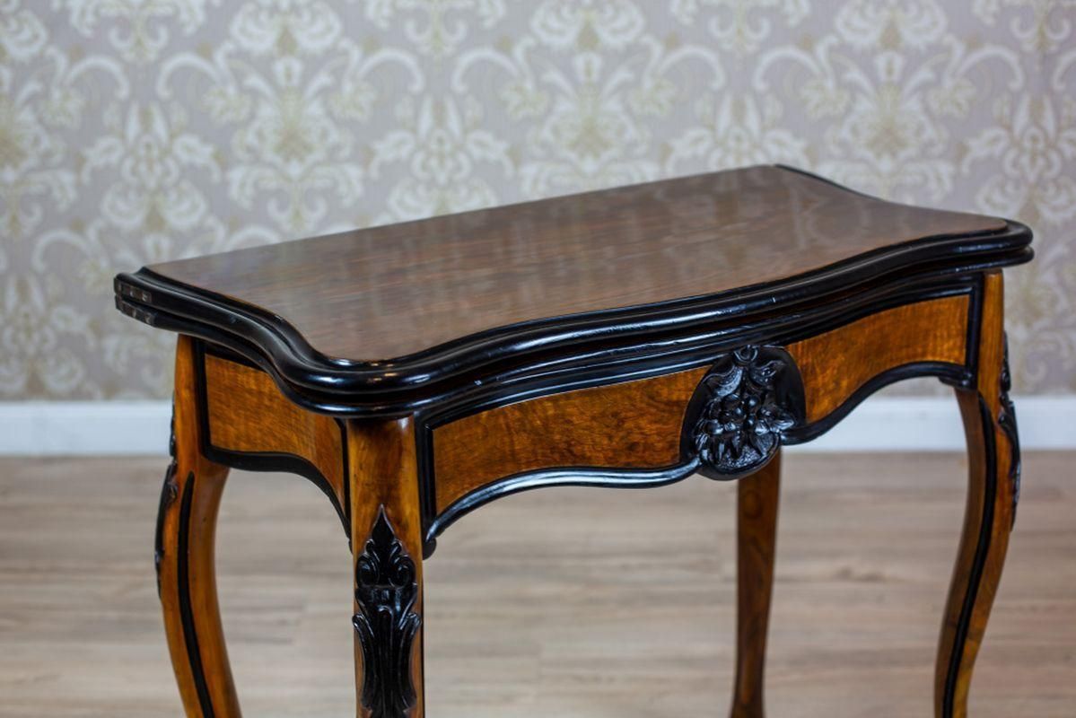 Louis Philippe Walnut Wood & Veneer Card Table From The 19th Century photo vinterior