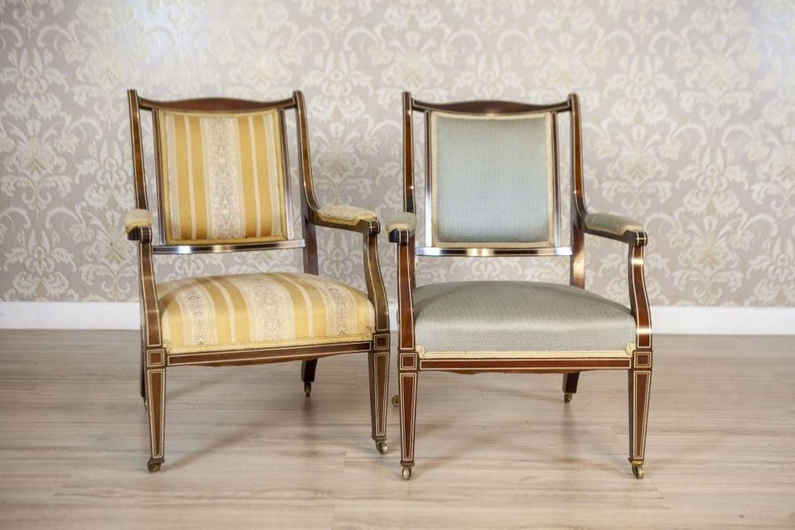 Pair Of 19th Century English Armchairs In Sheraton Style photo for sale