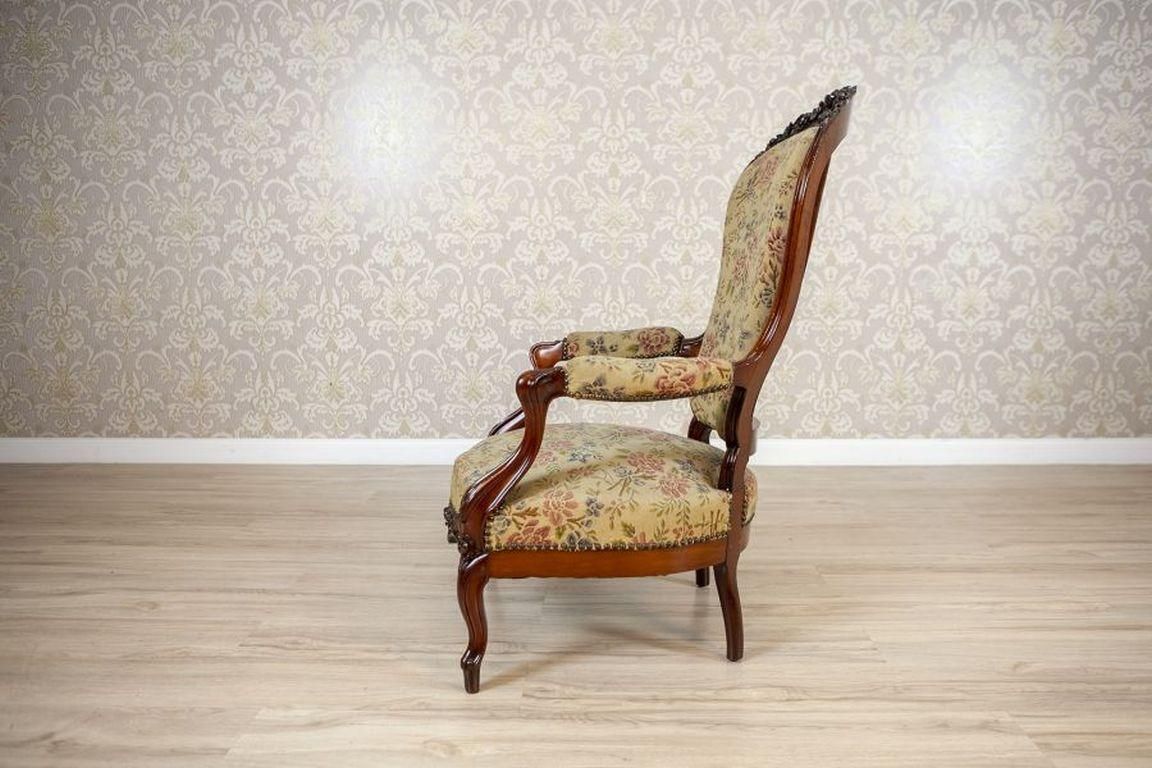 19th Century Baroque Revival Armchair With Floral Upholstered Seat photo furniture