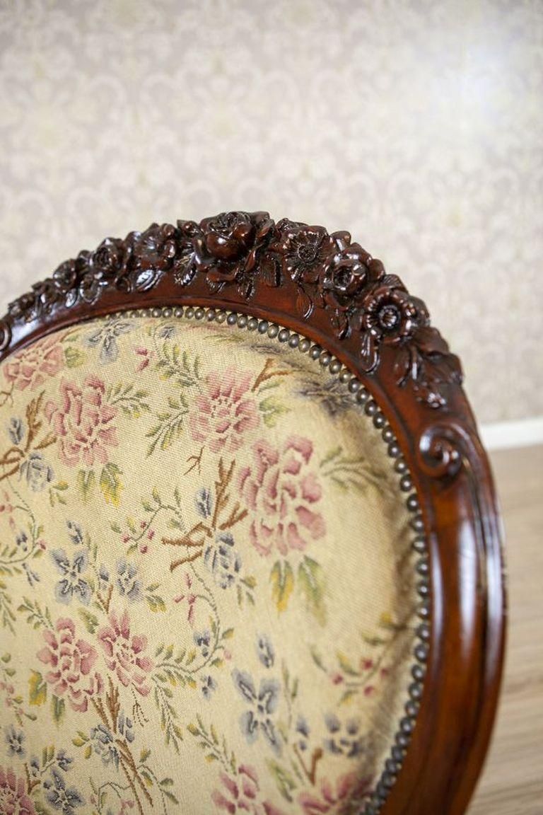 19th Century Baroque Revival Armchair With Floral Upholstered Seat photo vintage