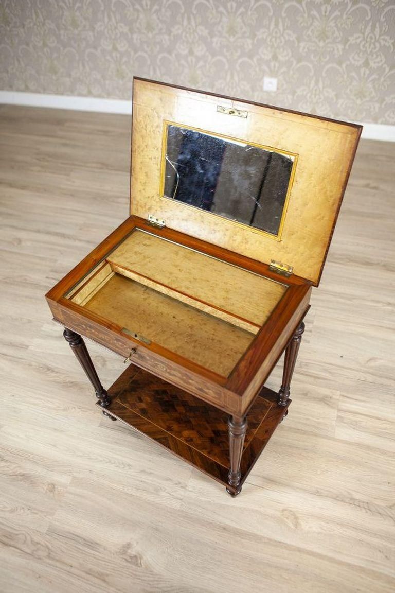 French Louis XVI Mahogany & Walnut Marquetry Side Table From The Early 20th Cent photo vintage