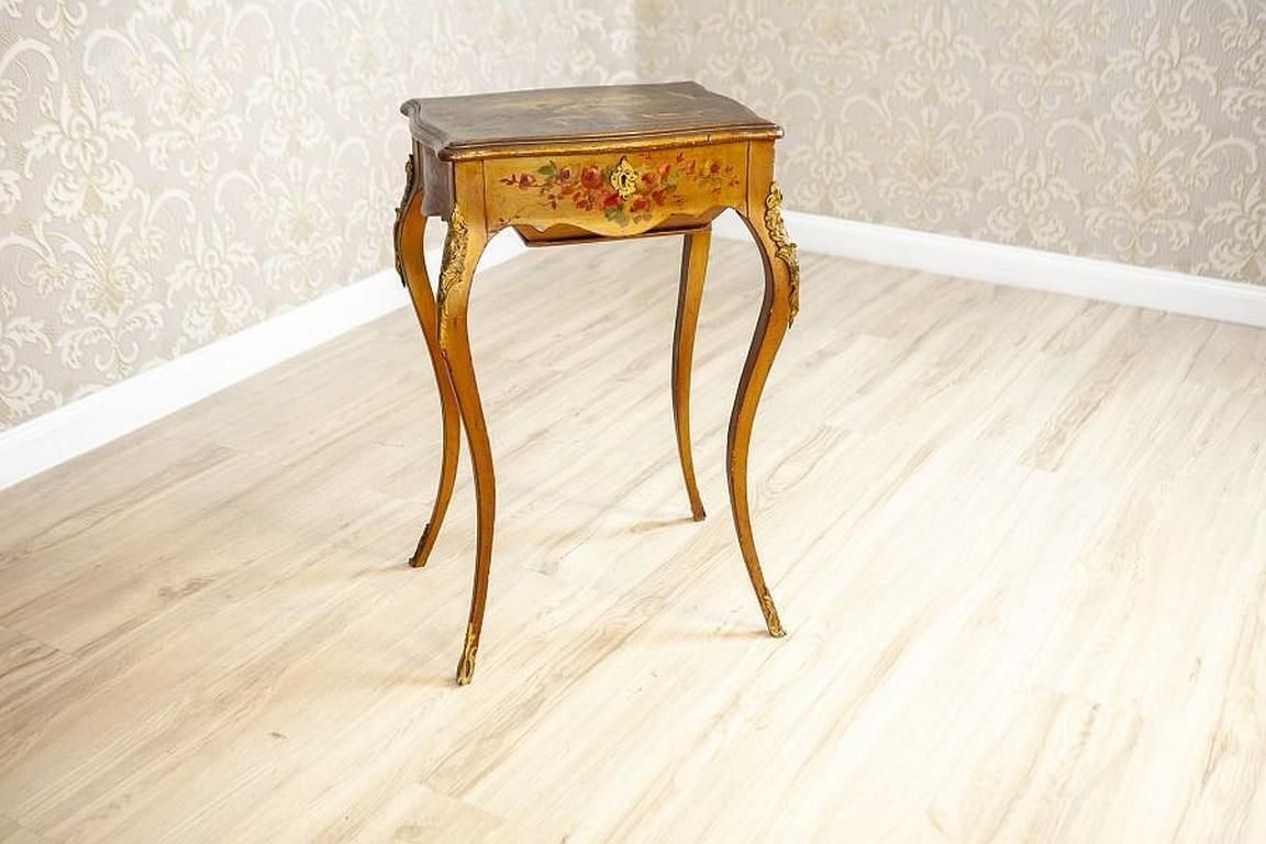Mahogany Sewing Table With Brass Details From The Late 19th Century photo for sale