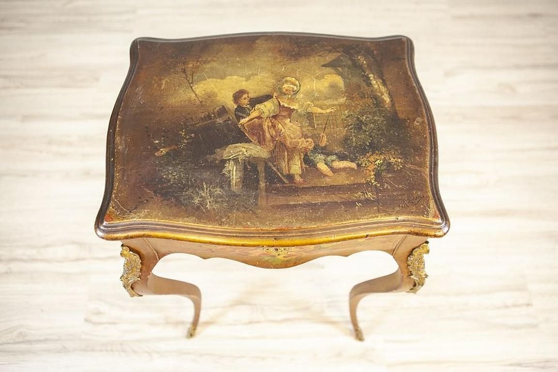 Mahogany Sewing Table With Brass Details From The Late 19th Century photo buy