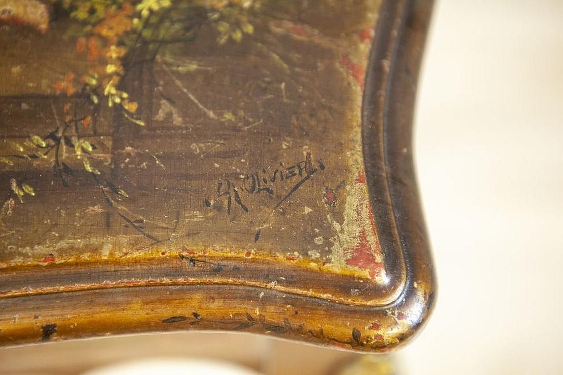 photo furniture Mahogany Sewing Table With Brass Details From The Late 19th Century