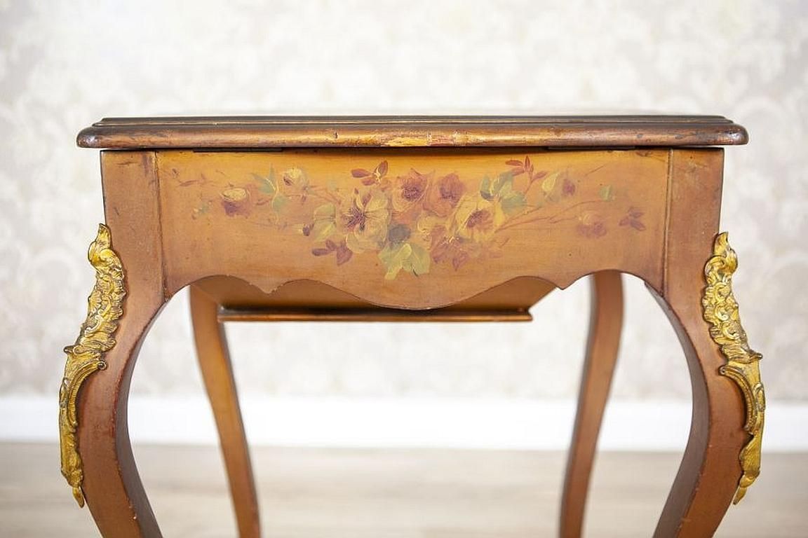 photo for sale Mahogany Sewing Table With Brass Details From The Late 19th Century