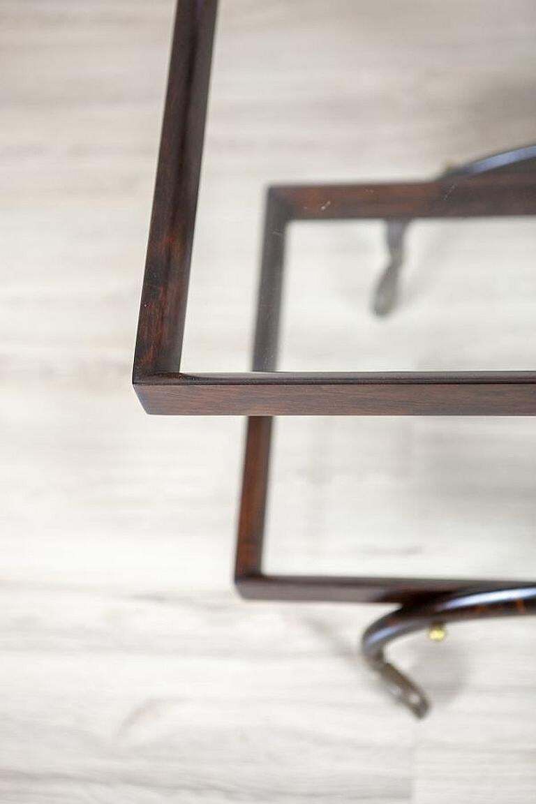 Dark Brown Beech Side Table / Liquor Cabinet From The Late 20th Century On Rolls photo vinterior