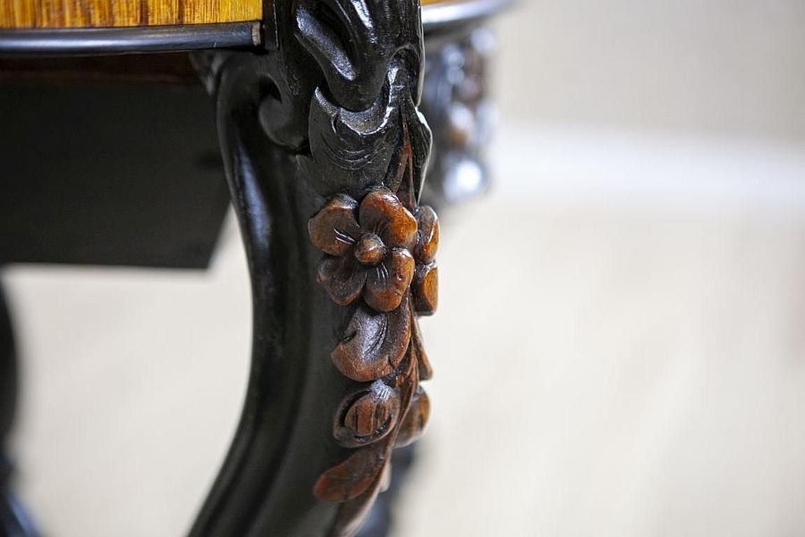 photo buy Inlaid Sewing Table Of Various Woods From The Late 19th Century