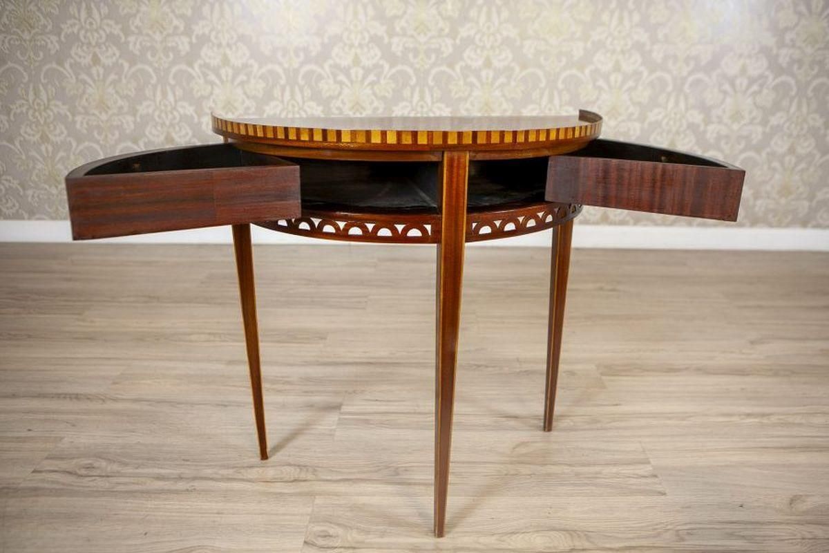 Semi Circular Mahogany Wall Table From The Early 20th Century photo vinterior