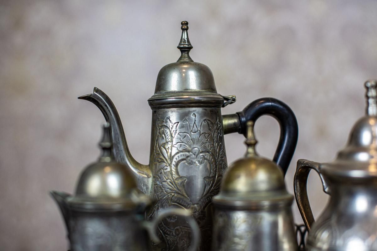 Silver Plated Coffee Set From The Turn Of The 19th And 20th Centuries With Tray photo furniture