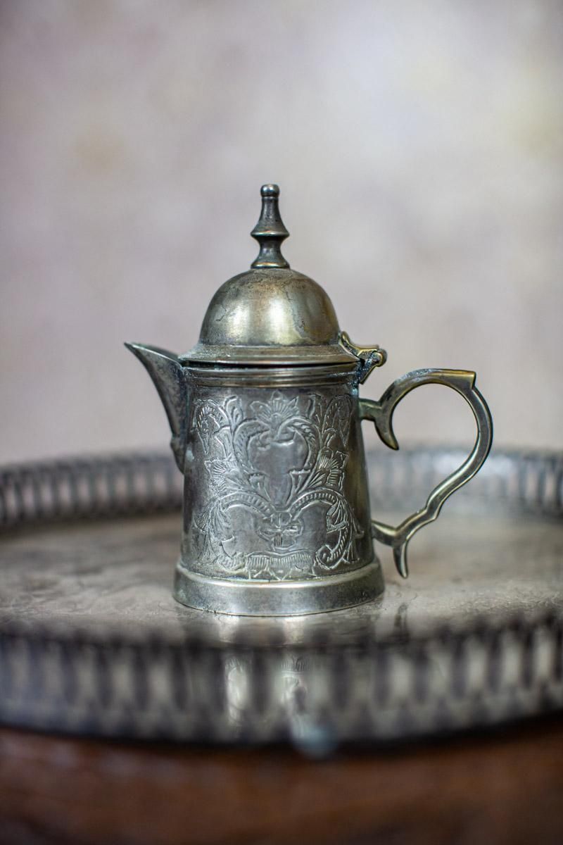 photo furniture Silver Plated Coffee Set From The Turn Of The 19th And 20th Centuries With Tray