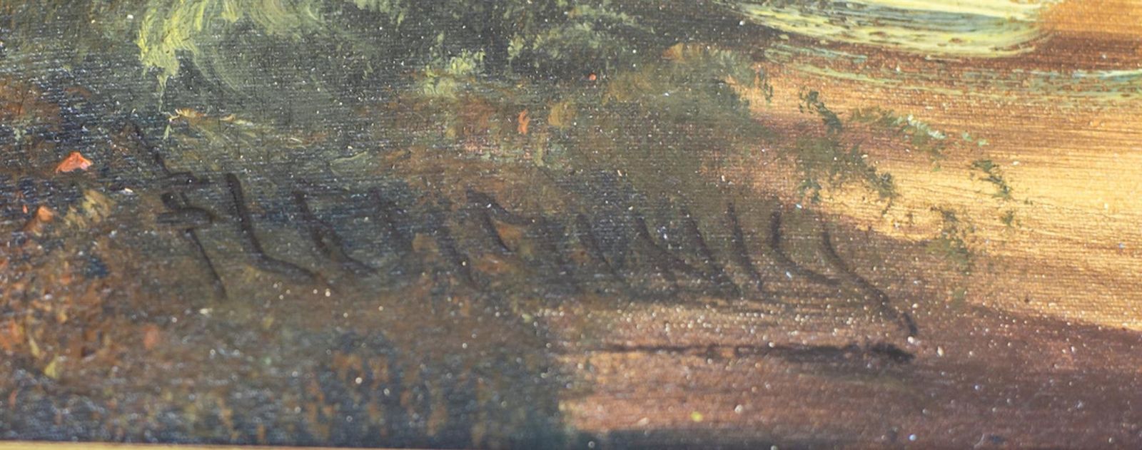 20th Century Oil On Canvas Depicting The Forest Landscape photo vinterior