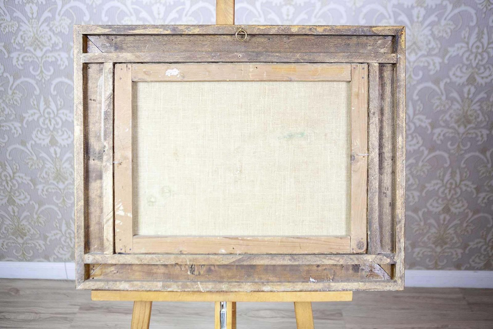 19th Century Framed Oil On Canvas Depicting Village photo vintage