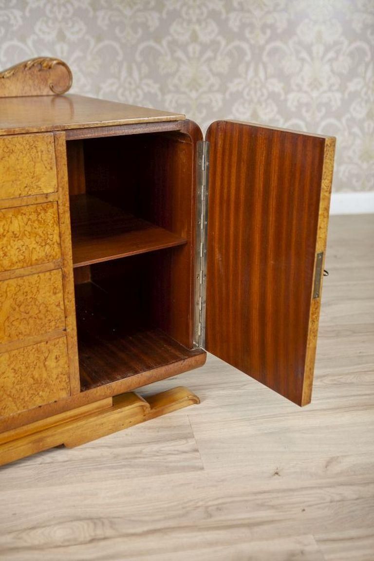 Vanity Veneered With Karelian Birch With Oval Mirror From The Early 20th Century photo Furniture