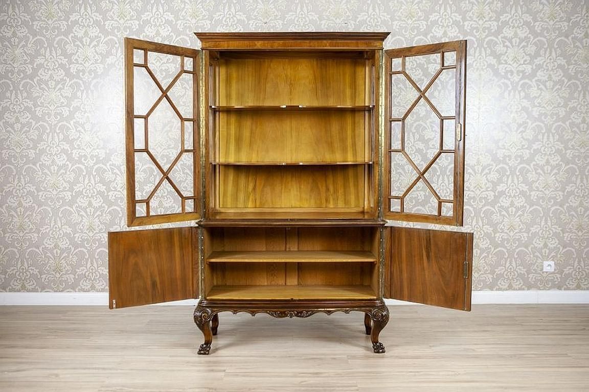 Mahogany Wood & Veneer Display Cabinet In Chippendale Style From The 1930s photo for sale