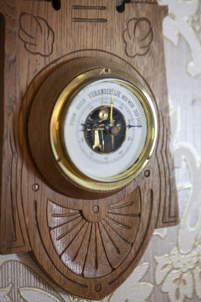 Eclectic Dutch Barometer With Thermometer From The Early 20th Century photo vinterior