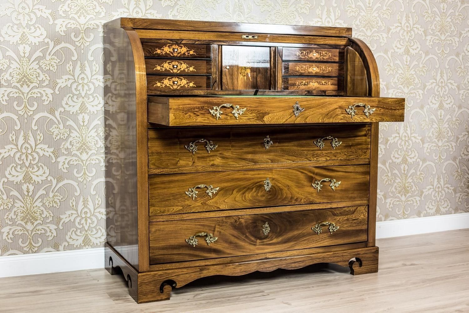 Elm Secretary Desk, Circa The 19th Century photo for sale