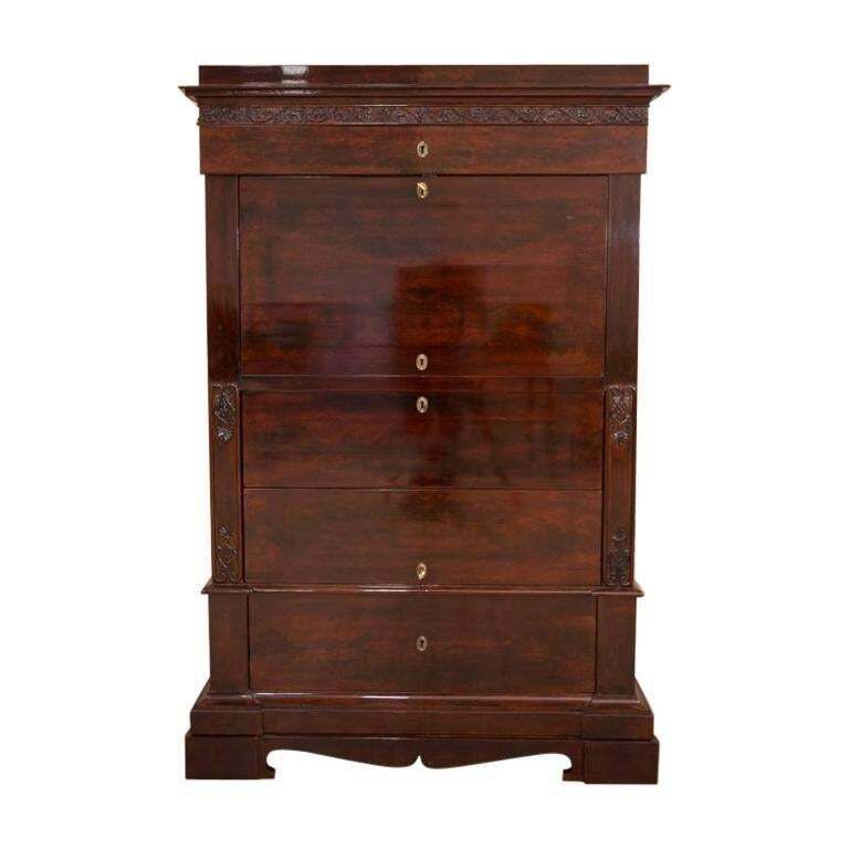 Biedermeier Mahogany Secretary Desk, Circa 1860, After Renovation